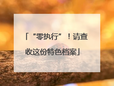 “零执行”！请查收这份特色档案