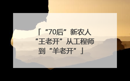 “70后”新农人“王老开”从工程师到“羊老开”