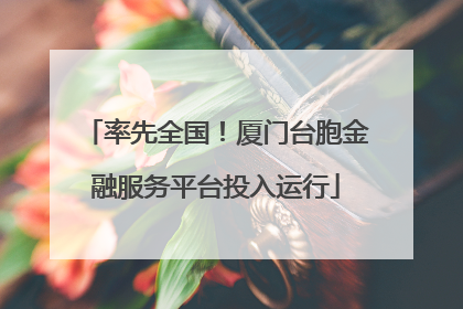率先全国！厦门台胞金融服务平台投入运行