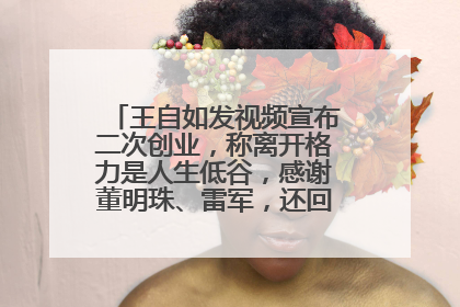 王自如发视频宣布二次创业，称离开格力是人生低谷，感谢董明珠、雷军，还回应了“工资条”：清楚自己要什么……