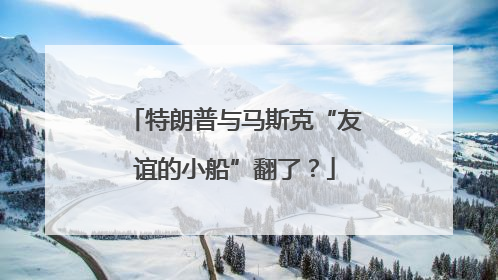 特朗普与马斯克“友谊的小船”翻了？
