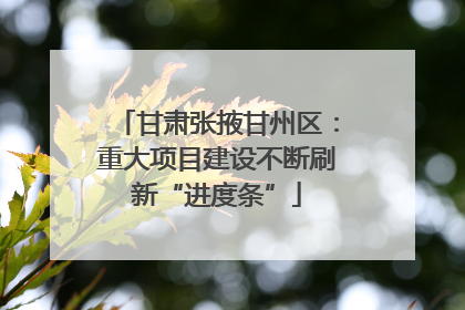 甘肃张掖甘州区：重大项目建设不断刷新“进度条”