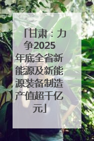 甘肃：力争2025年底全省新能源及新能源装备制造产值超千亿元