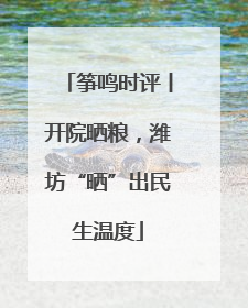 筝鸣时评丨开院晒粮，潍坊“晒”出民生温度