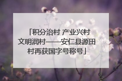 积分治村 产业兴村 文明润村——安仁县源田村再获国字号称号