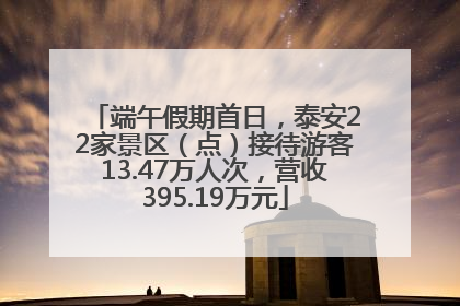 端午假期首日，泰安22家景区（点）接待游客13.47万人次，营收395.19万元