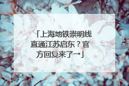 上海地铁崇明线直通江苏启东？官方回复来了→