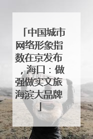 中国城市网络形象指数在京发布，海口：做强做实文旅海滨大品牌