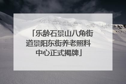 乐龄石景山八角街道景阳东街养老照料中心正式揭牌