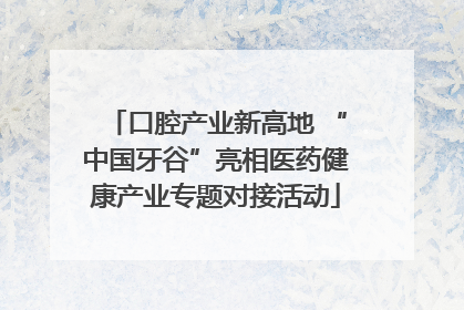 口腔产业新高地 “中国牙谷”亮相医药健康产业专题对接活动
