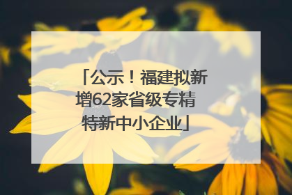 公示！福建拟新增62家省级专精特新中小企业