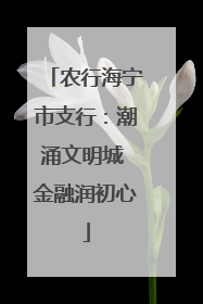农行海宁市支行：潮涌文明城 金融润初心