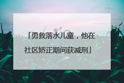 勇救落水儿童，他在社区矫正期间获减刑