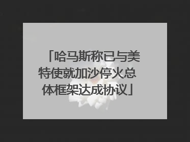 哈马斯称已与美特使就加沙停火总体框架达成协议