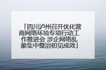 四川泸州召开优化营商网络环境专项行动工作推进会 涉企网络乱象集中整治初见成效
