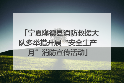 宁夏隆德县消防救援大队多举措开展“安全生产月”消防宣传活动