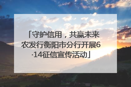 守护信用，共赢未来 农发行衡阳市分行开展6·14征信宣传活动