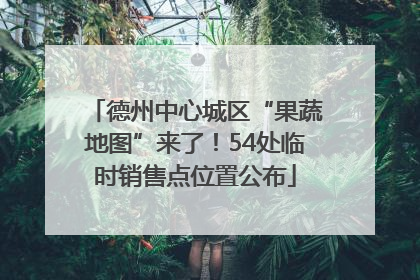 德州中心城区“果蔬地图”来了！54处临时销售点位置公布