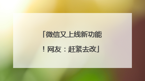 微信又上线新功能！网友：赶紧去改