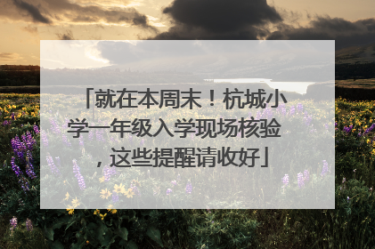 就在本周末！杭城小学一年级入学现场核验，这些提醒请收好