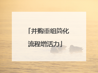 并购重组简化流程增活力