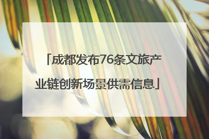 成都发布76条文旅产业链创新场景供需信息