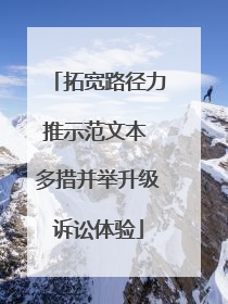 拓宽路径力推示范文本 多措并举升级诉讼体验