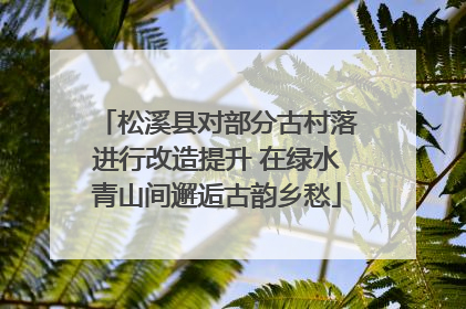 松溪县对部分古村落进行改造提升 在绿水青山间邂逅古韵乡愁