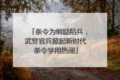 条令为纲励精兵，武警官兵掀起新时代条令学用热潮