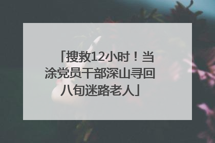 搜救12小时！当涂党员干部深山寻回八旬迷路老人