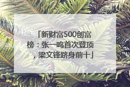 新财富500创富榜：张一鸣首次登顶，梁文锋跻身前十