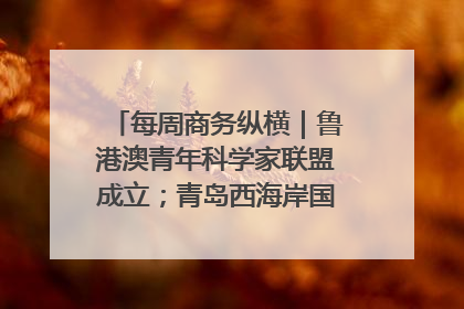 每周商务纵横｜鲁港澳青年科学家联盟成立；青岛西海岸国际能源自贸港启用