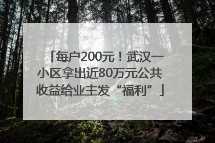每户200元！武汉一小区拿出近80万元公共收益给业主发“福利”