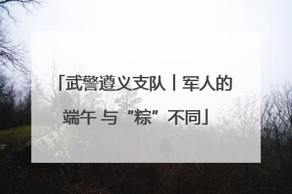 武警遵义支队︱军人的端午 与“粽”不同