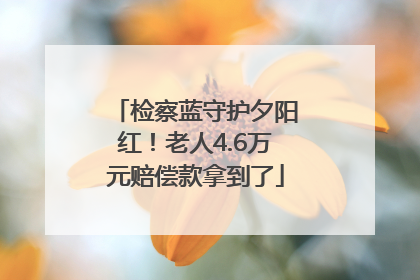 检察蓝守护夕阳红！老人4.6万元赔偿款拿到了