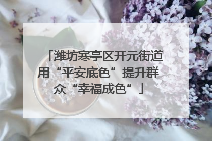 潍坊寒亭区开元街道用“平安底色”提升群众“幸福成色”