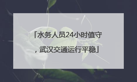 水务人员24小时值守，武汉交通运行平稳