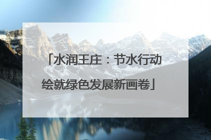 水润王庄：节水行动绘就绿色发展新画卷