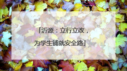 沂源：立行立改，为学生铺就安全路