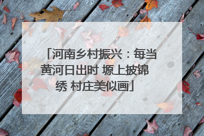 河南乡村振兴：每当黄河日出时 塬上披锦绣 村庄美似画