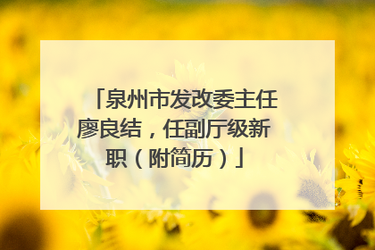 泉州市发改委主任廖良结，任副厅级新职（附简历）