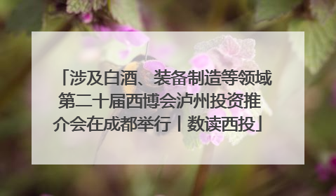 涉及白酒、装备制造等领域 第二十届西博会泸州投资推介会在成都举行丨数读西投