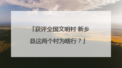获评全国文明村 新乡县这两个村为啥行？