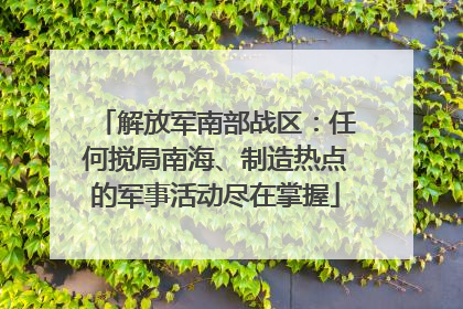 解放军南部战区：任何搅局南海、制造热点的军事活动尽在掌握