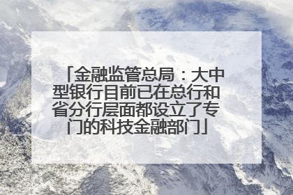 金融监管总局：大中型银行目前已在总行和省分行层面都设立了专门的科技金融部门