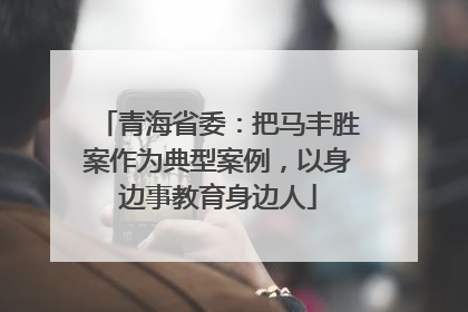 青海省委：把马丰胜案作为典型案例，以身边事教育身边人