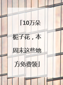 10万朵栀子花，本周末这些地方免费领