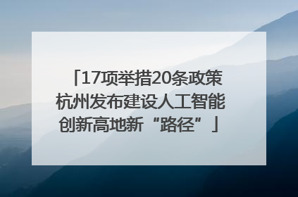 17项举措20条政策 杭州发布建设人工智能创新高地新“路径”
