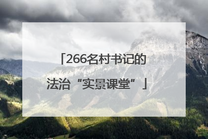 266名村书记的法治“实景课堂”
